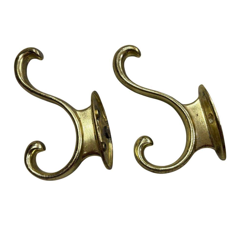 Vintage Decorative Wall Coat Hooks Victorian Style Brass Gold Look 4”